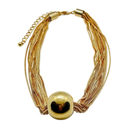 necklace steel gold with huge bead